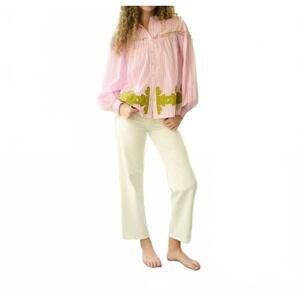 NEW BROOKS AVENUE frankie long sleeve blouse in pink stripe